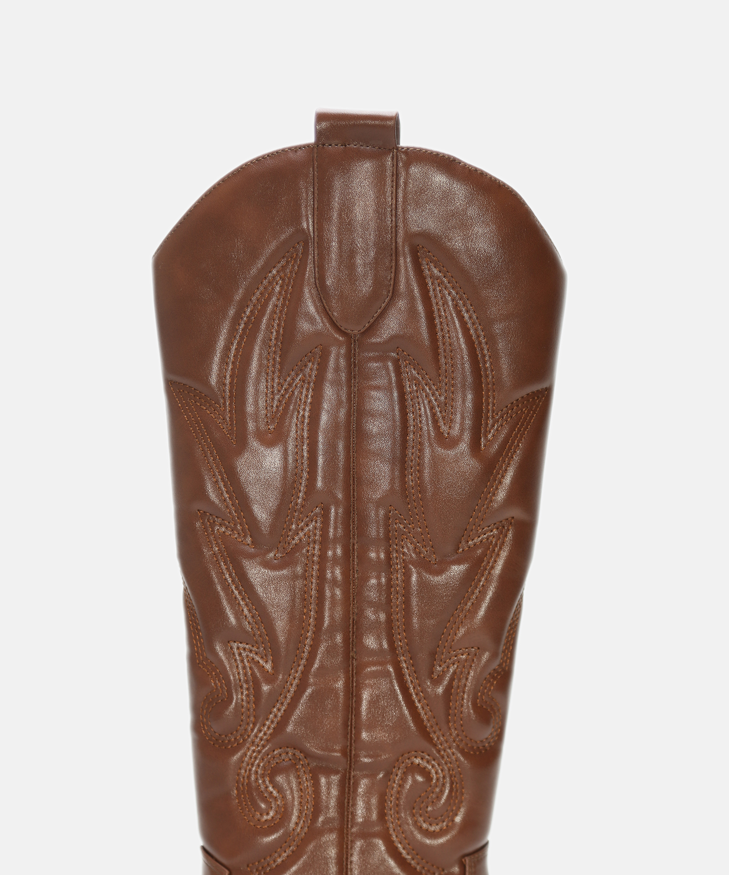 Botas cowboy castanhas com salto bordado image number null